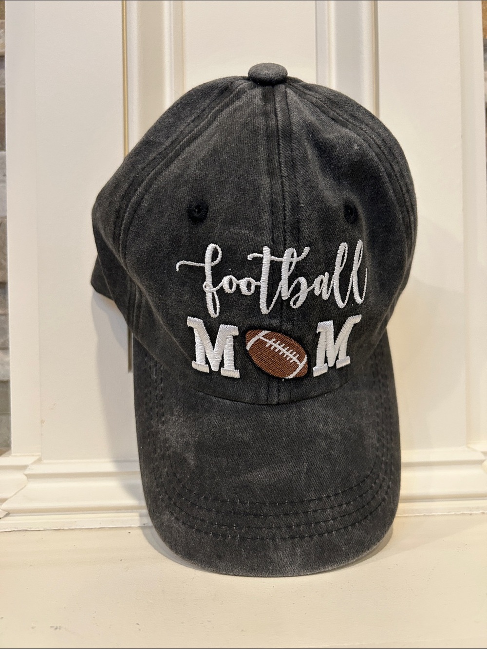 Football Mom Embroidered Cap - Black/Dark Gray